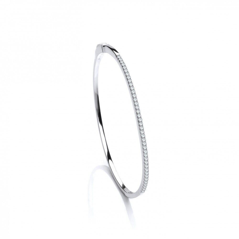 Solid Sterling Silver Bangle with Gemstones Luxurious Packaging 925 Hallmark