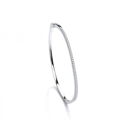 Solid Sterling Silver Bangle with Gemstones Luxurious Packaging 925 Hallmark