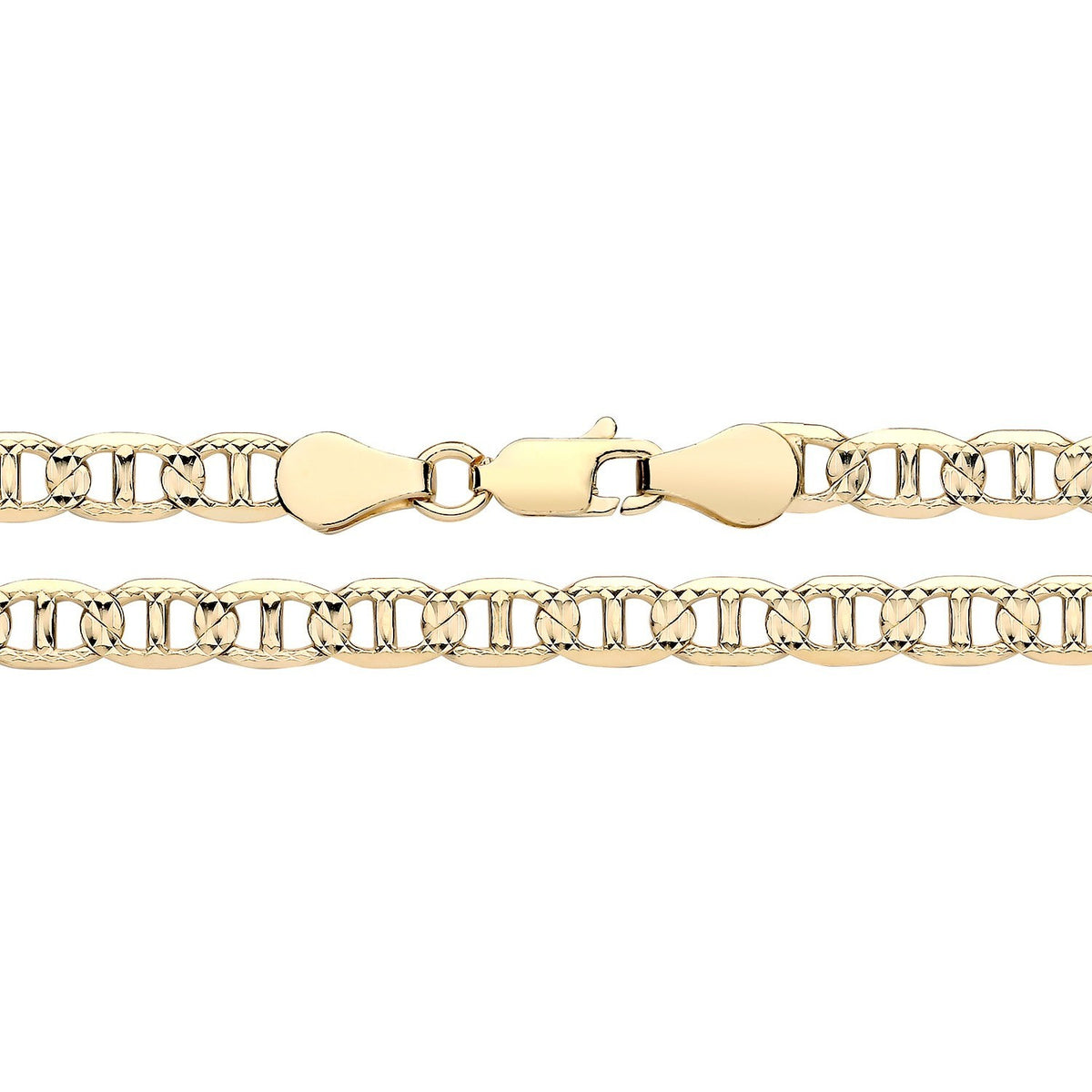 18ct Gold Men's Anchor Mariner Bracelet on Solid Silver Diamond Cut Hallmarked