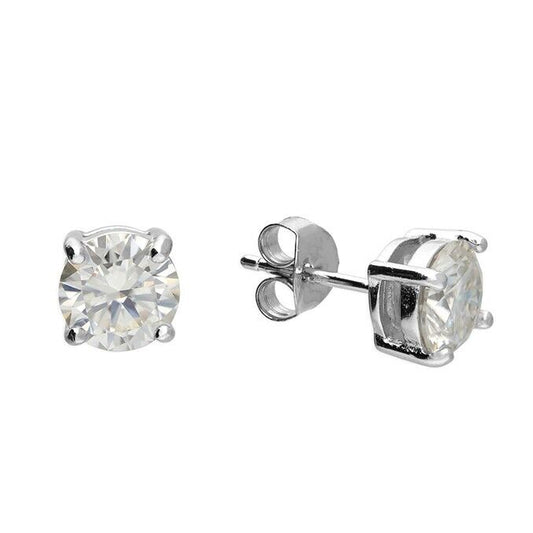 Moissanite Solitaire Stud Earrings 6.5mm Sterling Silver 925 Hallmark