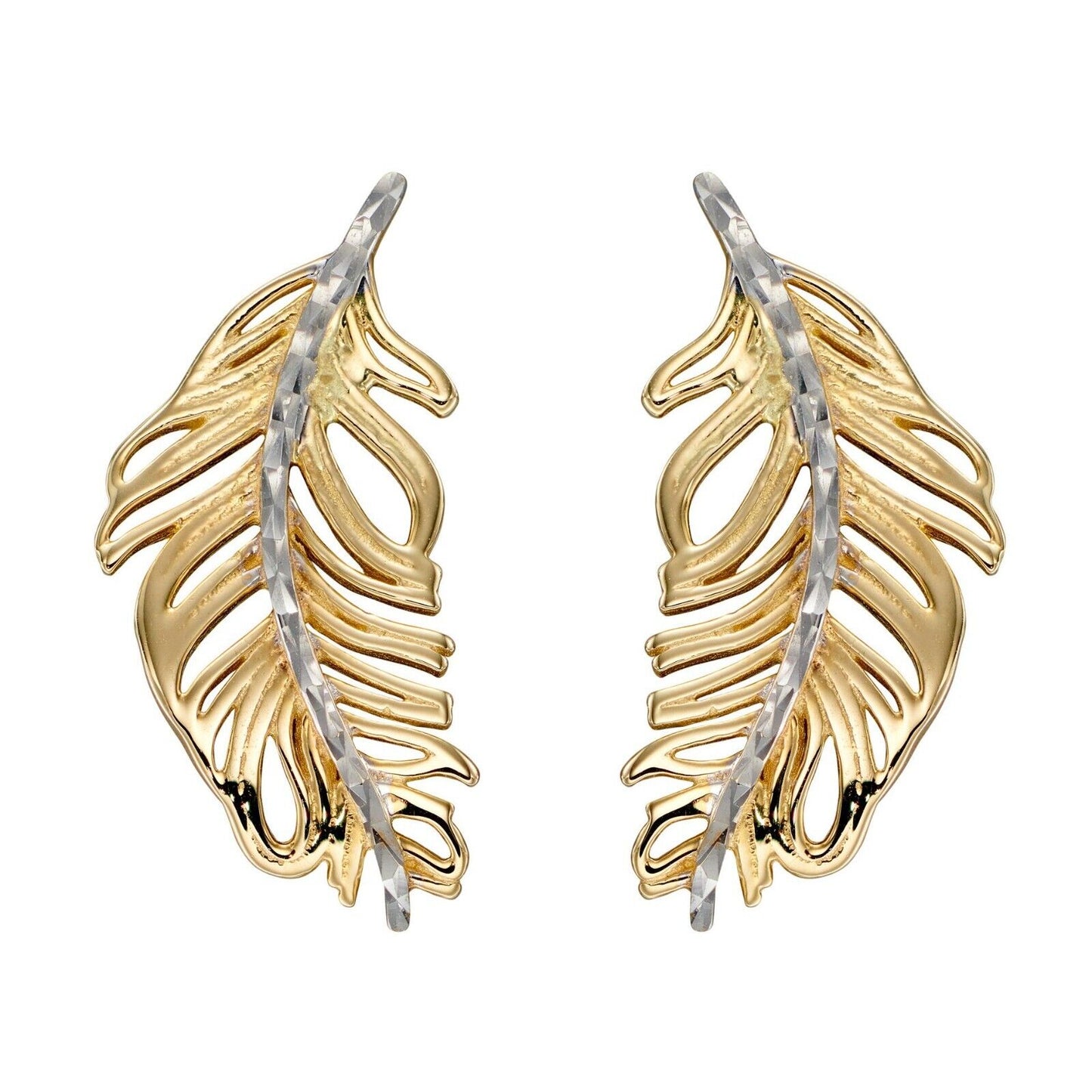 Feather Pendant and Earrings Set 9 Carat Gold Hallmarked 16, 18 or 20" Chain
