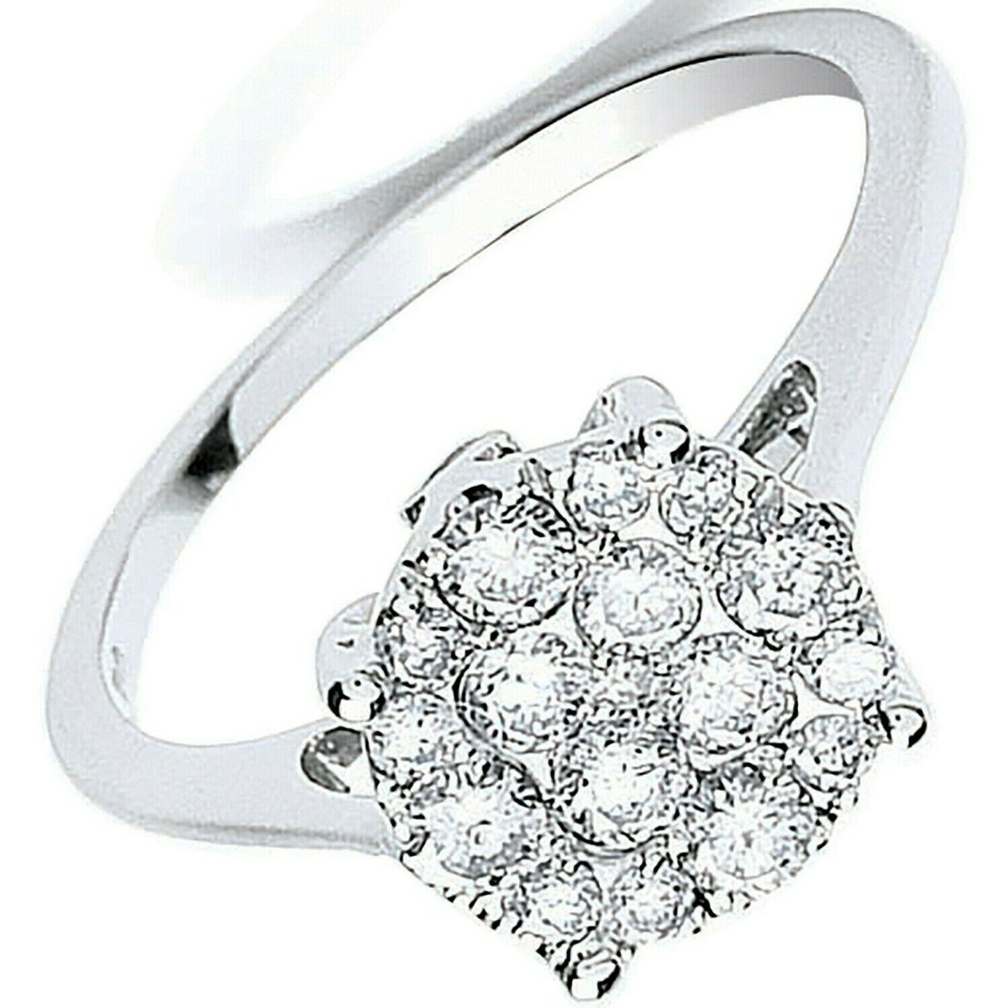 Real Diamond Cluster Ring 18ct White Gold 0.50 Carat Weight of Diamonds