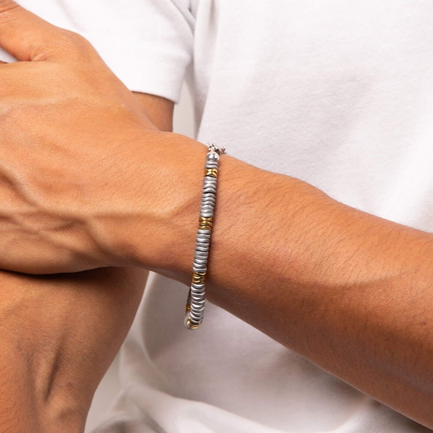 Fred Bennett Stainless Steel Bracelet with Hematite 21cm B5457