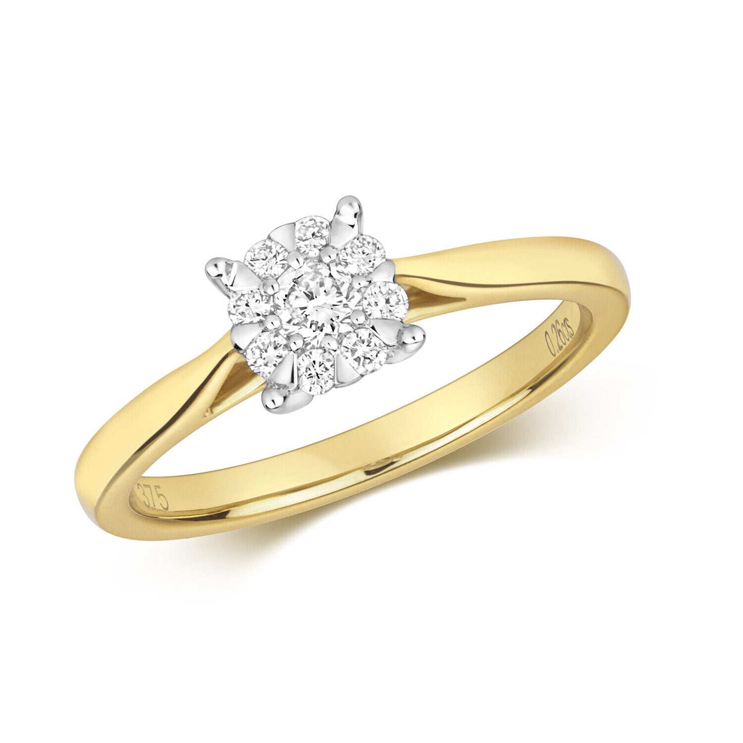 Real Diamond Engagement Ring 9ct Yellow Gold Brilliant Set Solitaire Size J-Q