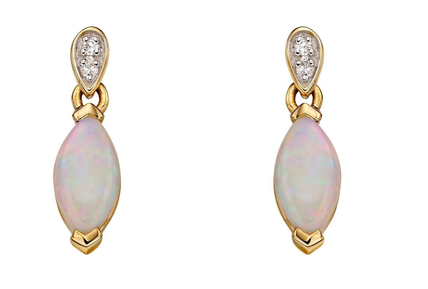 Real Opal and Diamond Set Yellow Gold Pendant Earrings 16 18 or 20" Chain