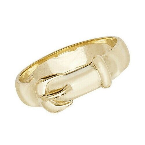 9ct Yellow Gold Gents Plain Buckle Ring Fully Hallmarked