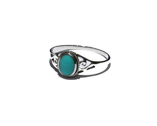 Turquoise Ring Sterling Silver 925 Hallmark Ladies Solitaire