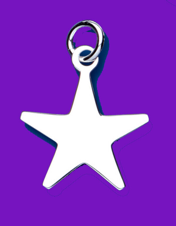 Silver Star Tag Pendant Sterling Silver 925 Hallmark 28mm All Chain Lengths