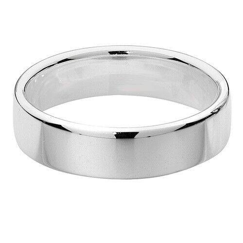 Sterling Silver Wedding Band Ring 5mm Wide Soft Court 925 Hallmark