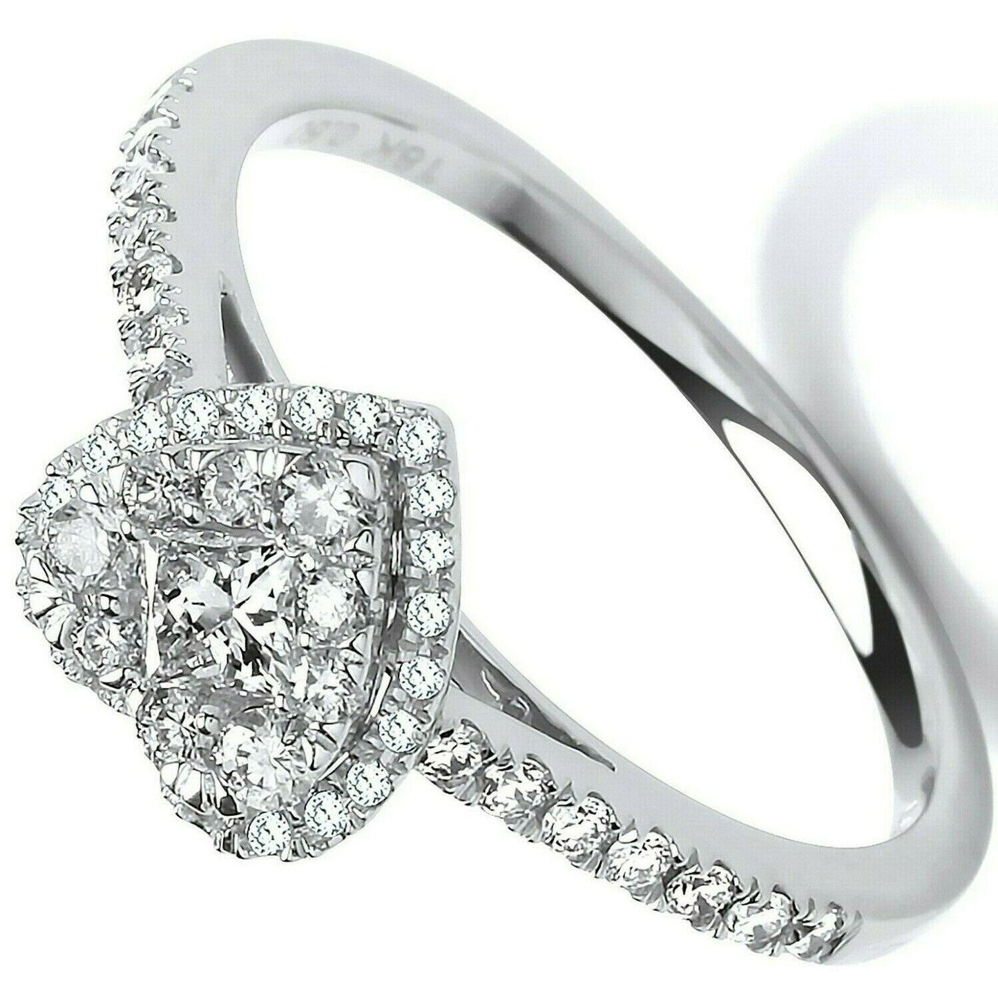 Real Diamond Heart Ring 18ct White Gold 0.50 Carat Weight of Diamonds