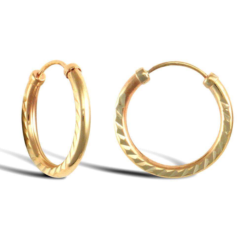 9ct Yellow Gold Hoop Style Earrings British Made Hallmarked 15mm