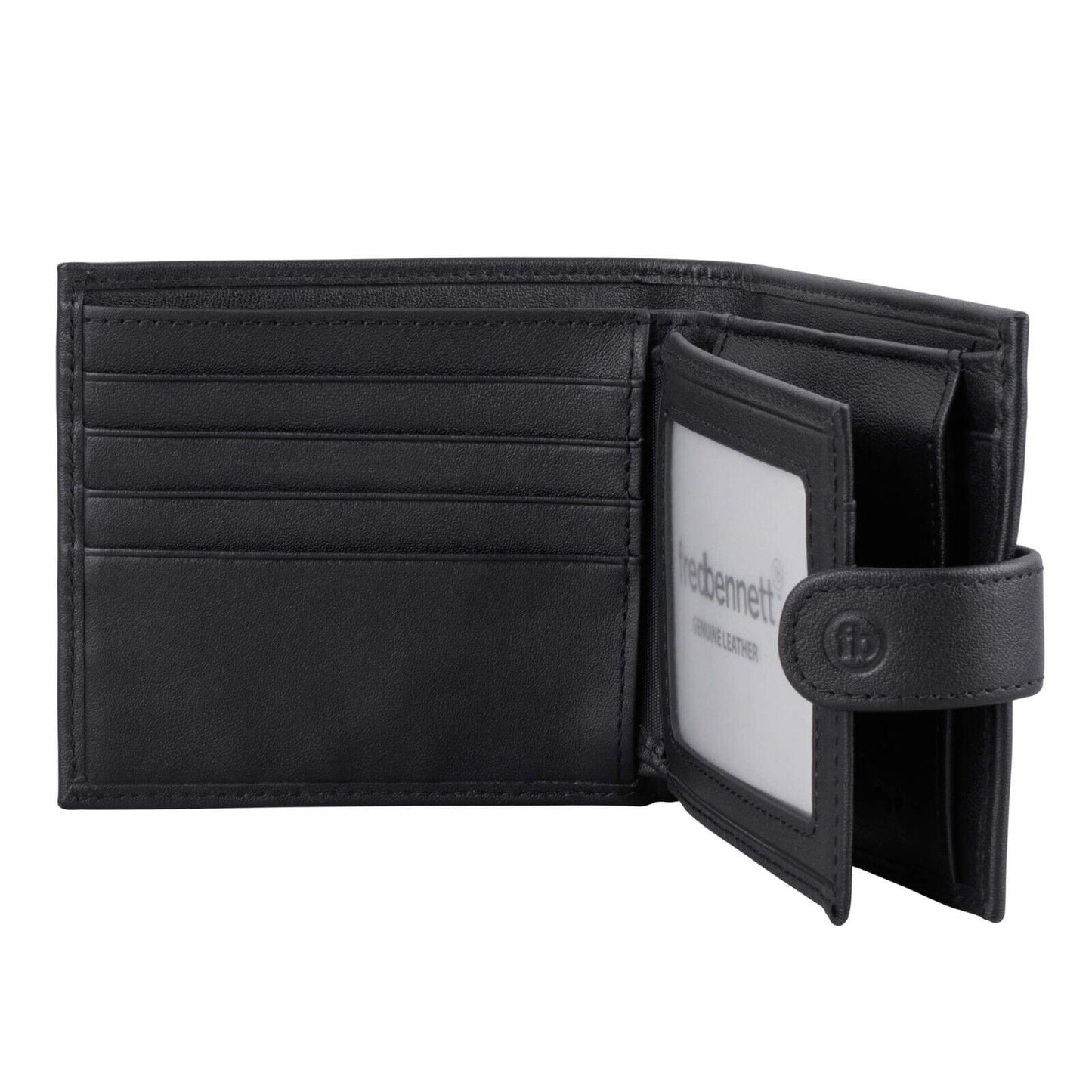 Fred Bennett Black Leather Wallet with Coin Purse Free Laser Engraving W016