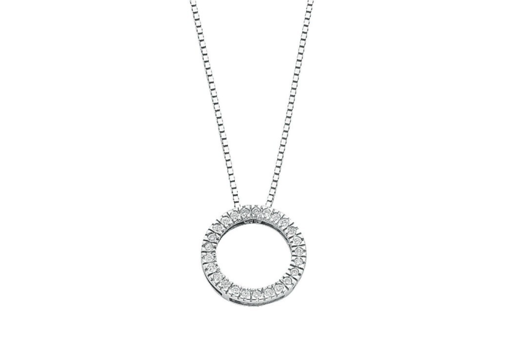 9ct White Gold 0.25ct Diamond Circle Pendant with 18in/45cm Chain