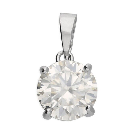 Solitaire Pendant 2.00 Carat Moissanite Necklace 925 Sterling Silver Hallmark