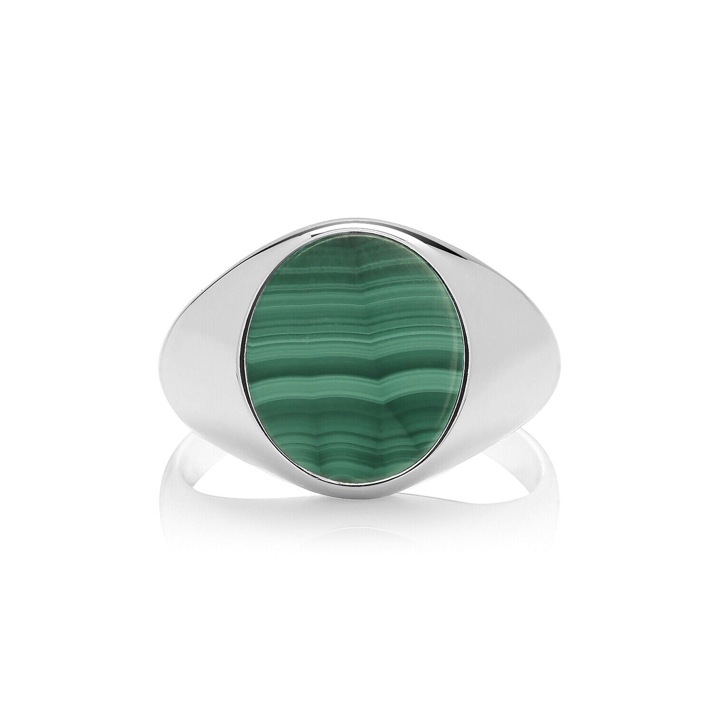 Men's Malachite Signet Ring Gents Solid Sterling Silver Engagement size O - Z