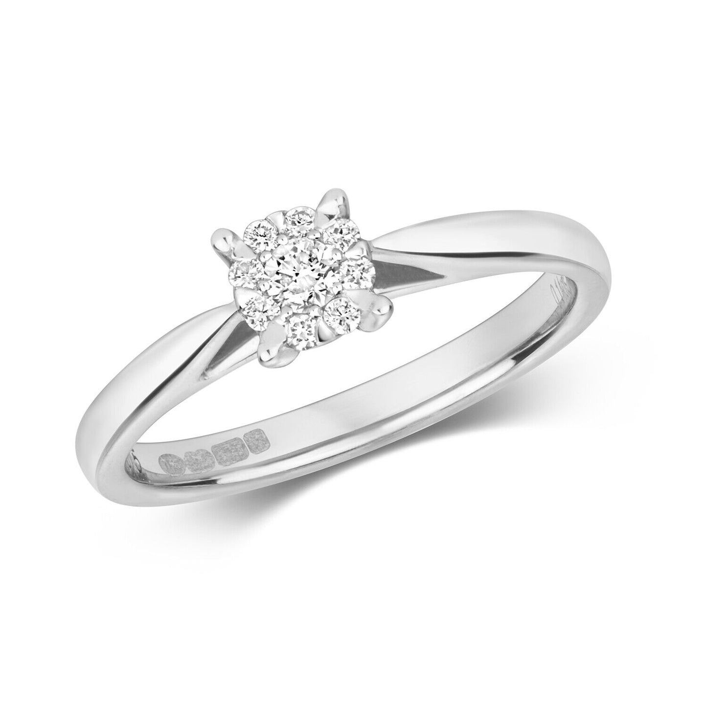 9ct White Gold Diamond Solitaire Ring Brilliant Set Engagement Size J - Q