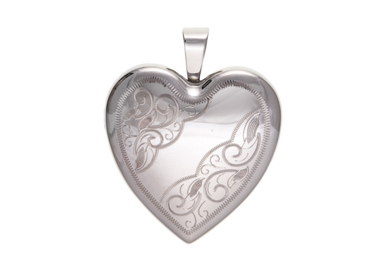 Patterned Heart Family Locket 4 Photo Solid Sterling Silver 925 Hallmark 23mm
