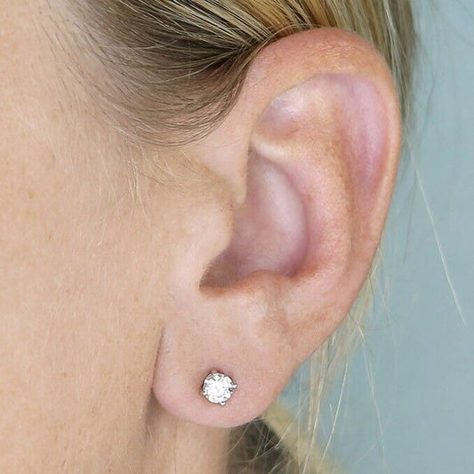 Moissanite Solitaire Stud Earrings 4.5mm Sterling Silver 925 Hallmark