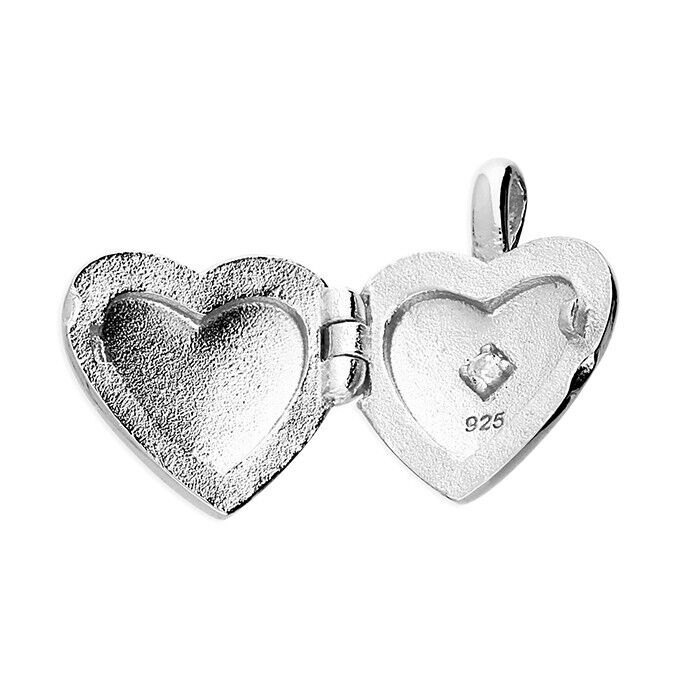 Silver Mini Plain Heart Locket with Gemstone Inside With 16 inch Chain