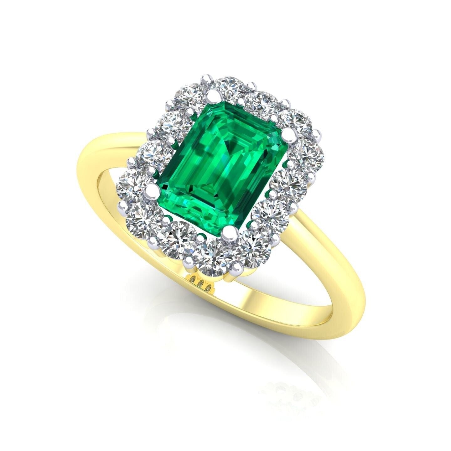 9ct Yellow Gold Emerald Cluster Ring Engagement Hallmarked Sizes L - R