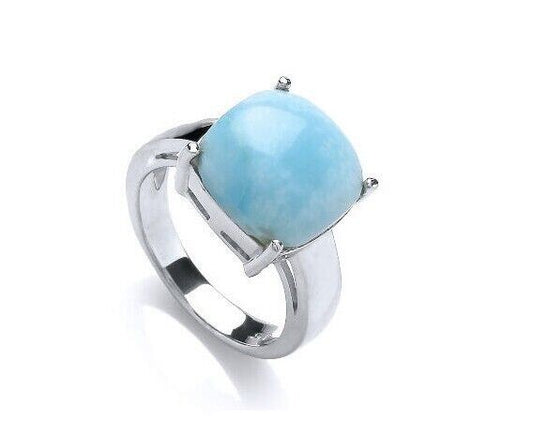 Turquoise Ring Turquoise Solitaire Ring platinum Plated Sterling Silver