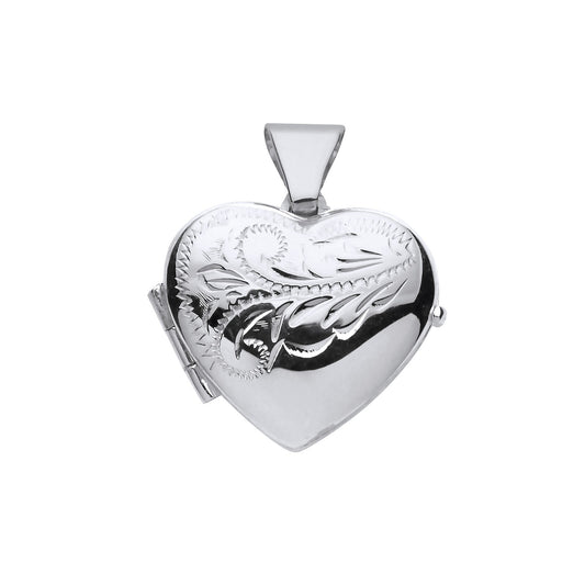Small Engraved Heart Locket Solid Sterling Silver 925 Hallmark 12mm