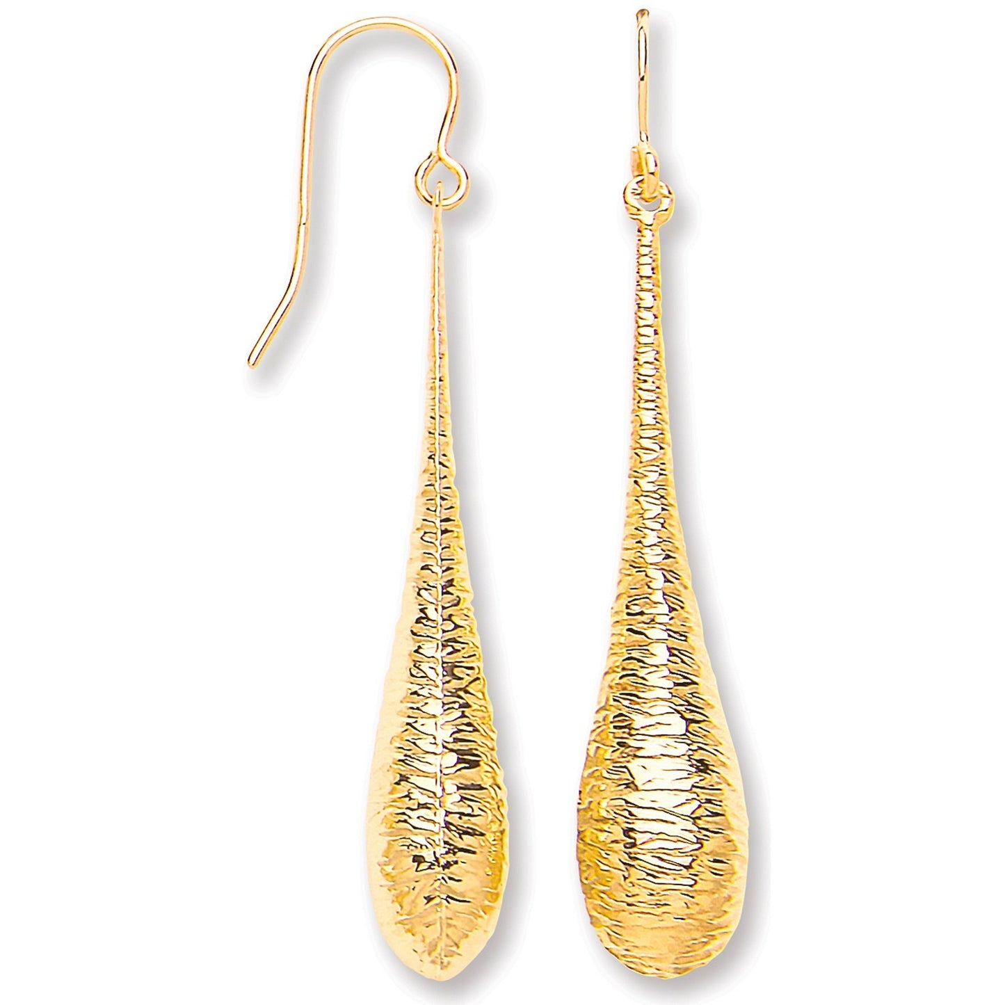 Imprint Drop Hook Earrings 9ct Yellow Gold Drops 51mm Hallmarked