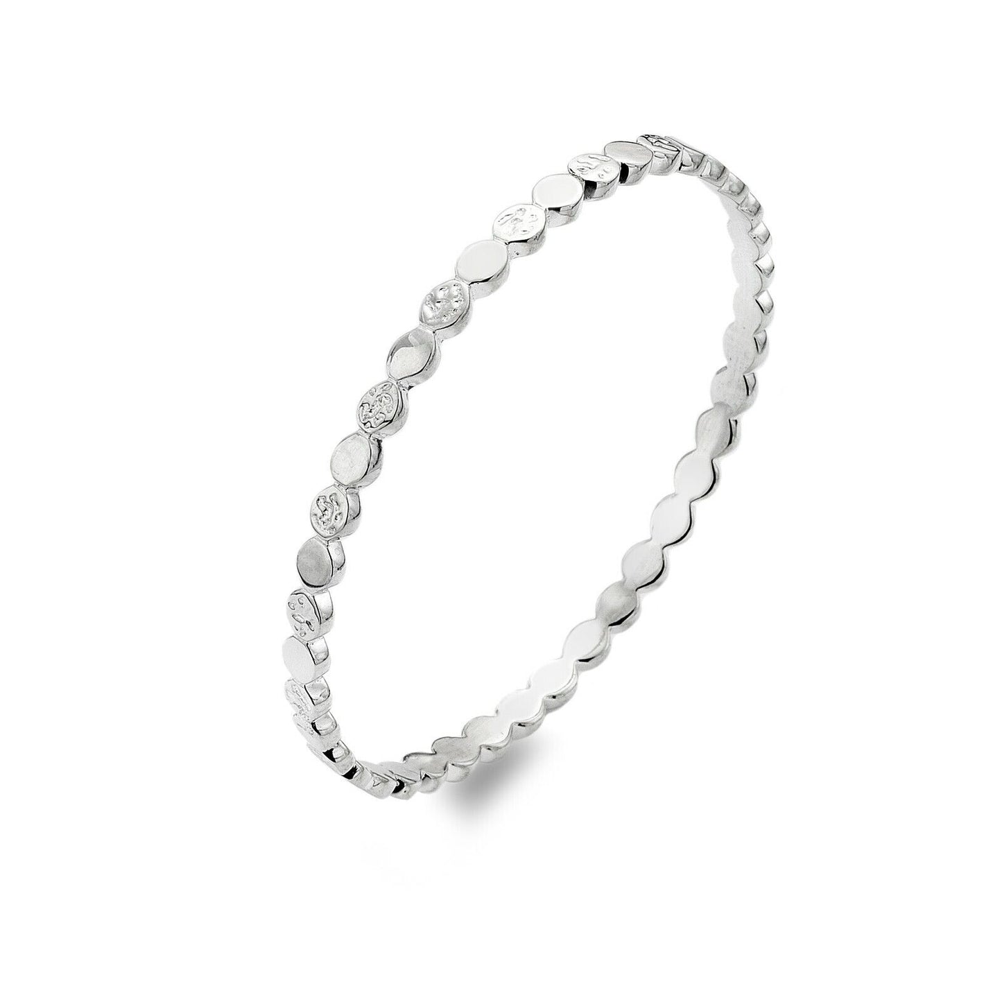 Stepping Stone Pebble Bangle Solid Sterling Silver Hallmarked Luxury Box