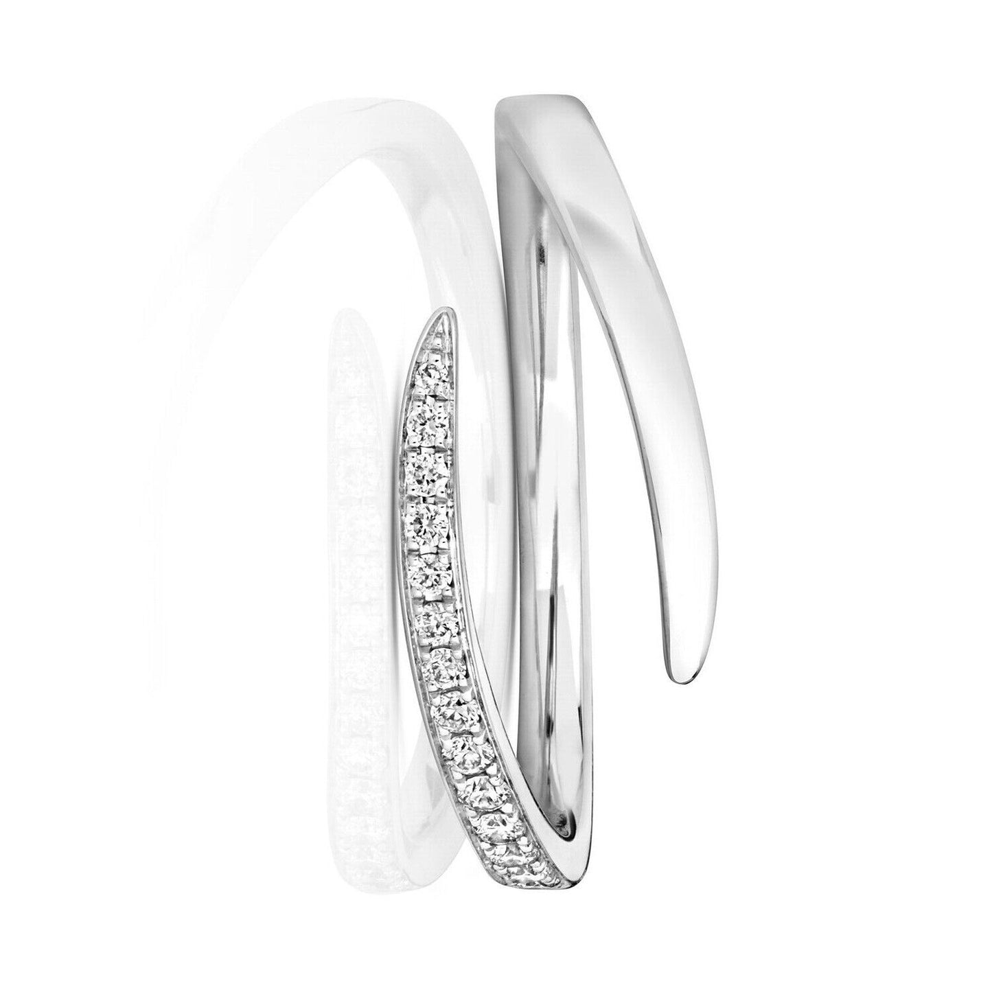 18ct White Gold Real Diamond Wrap Crossover Ring