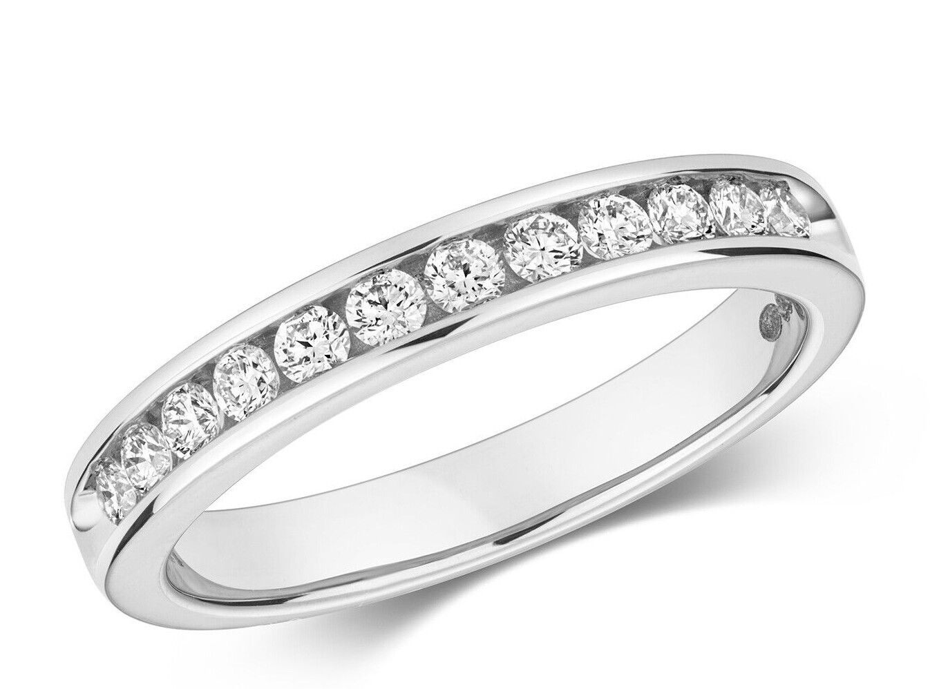 Real Diamond Half Eternity Ring 9ct White Gold 0.33 Carat Weight Band