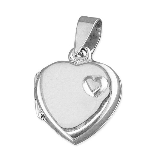 Small Heart Locket 12mm x 12mm Raised Embossed Heart Design Sterling Silver