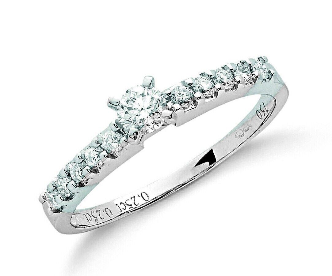 Real Diamond Solitaire Engagement Ring 18ct White Gold 0.50 Carat Weight
