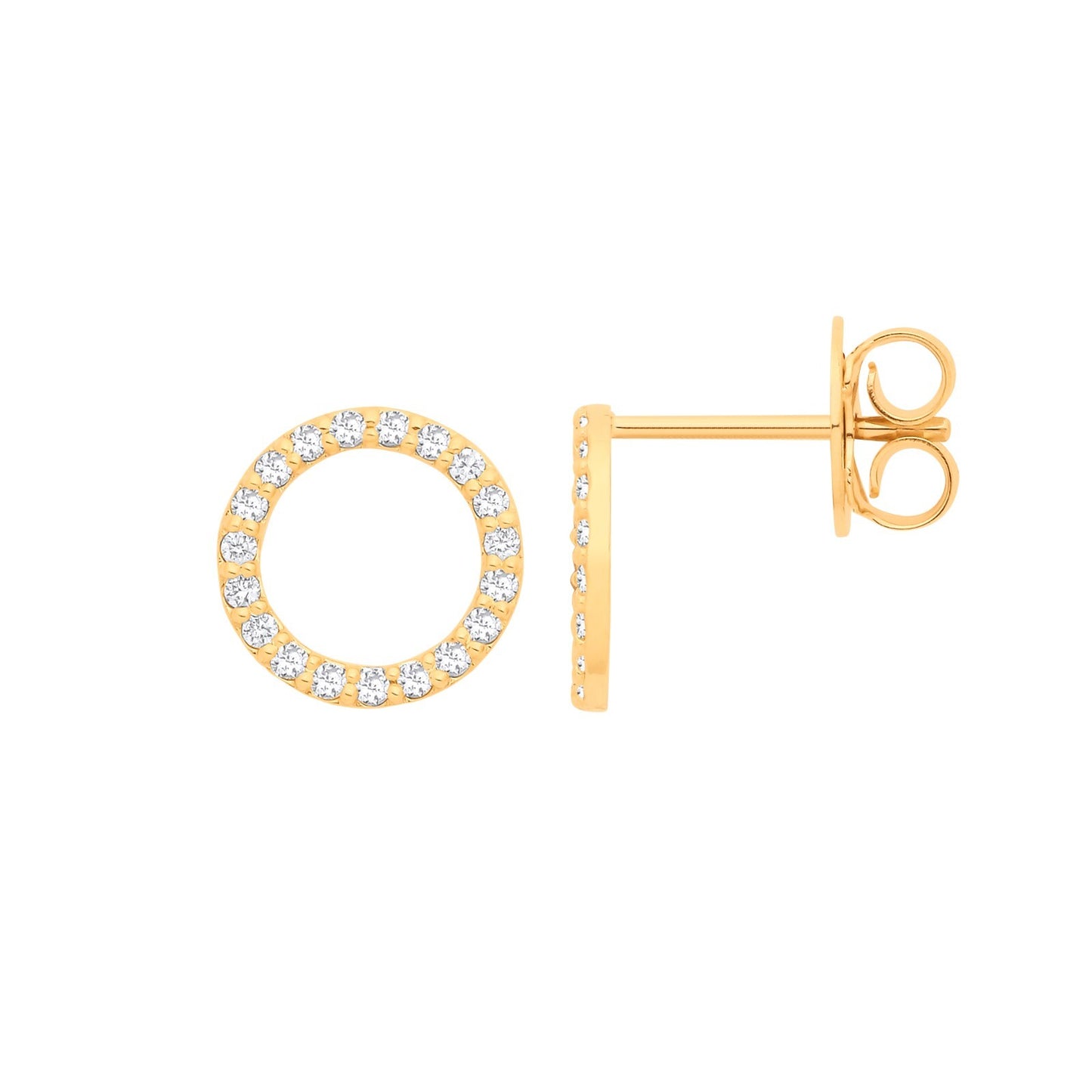 9ct Yellow Gold 0.24ctw Diamond Stud Earrings Hallmarked 10mm Diameter