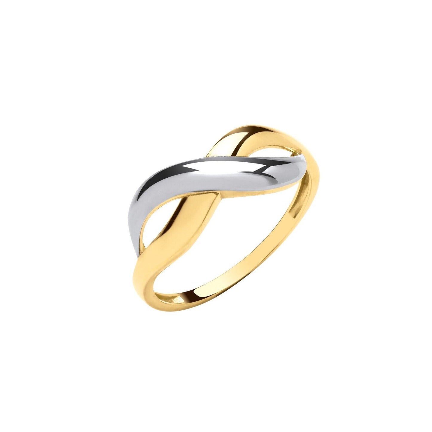 9ct Yellow and White Gold Infinity Ring Hallmarked Sizes K - R