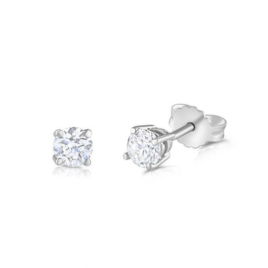 18ct White Gold 0.60ct Claw Set Diamond Stud Earrings Made in London Hallmarked