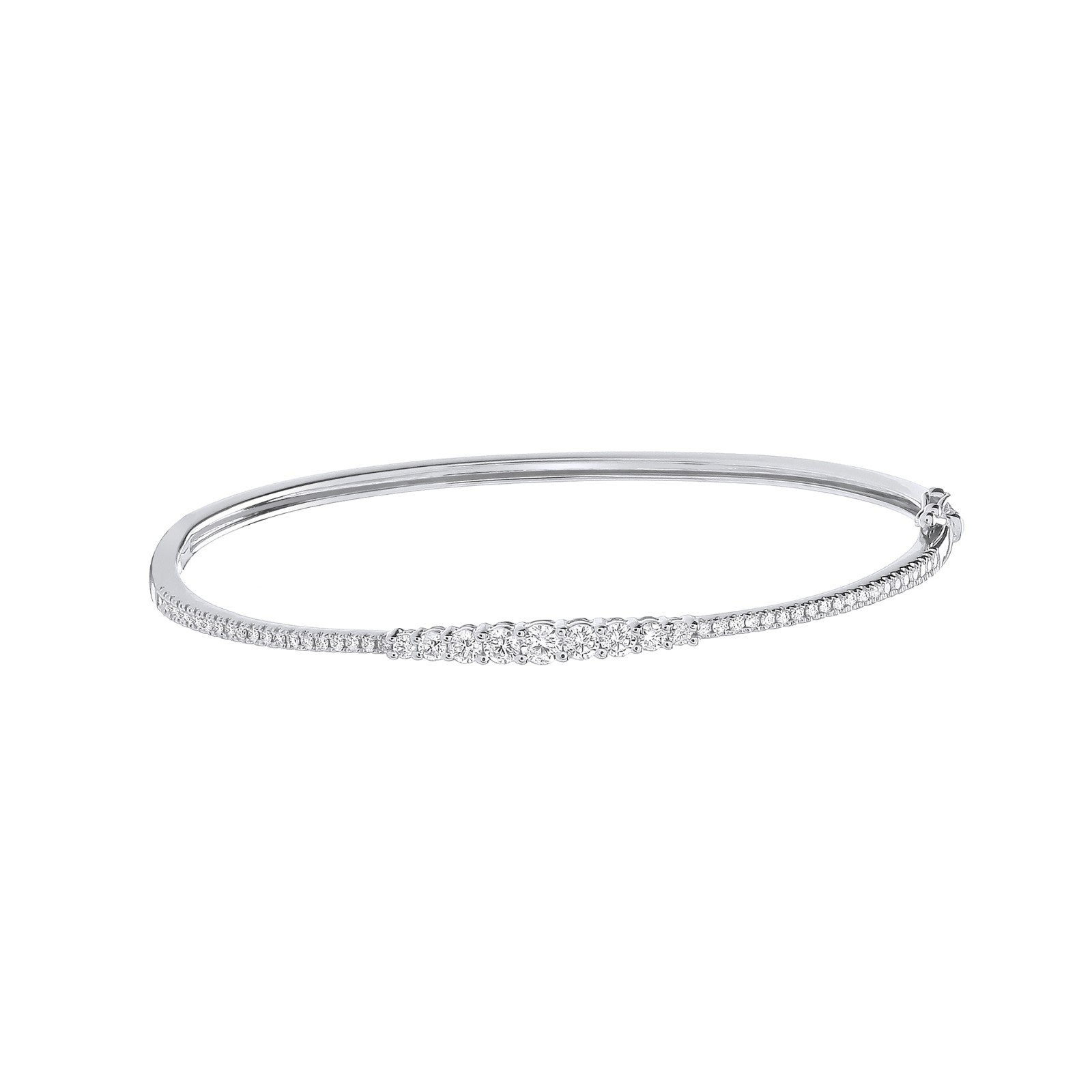 9ct White Gold 0.87ctw Graduated Diamond Bangle Made in London