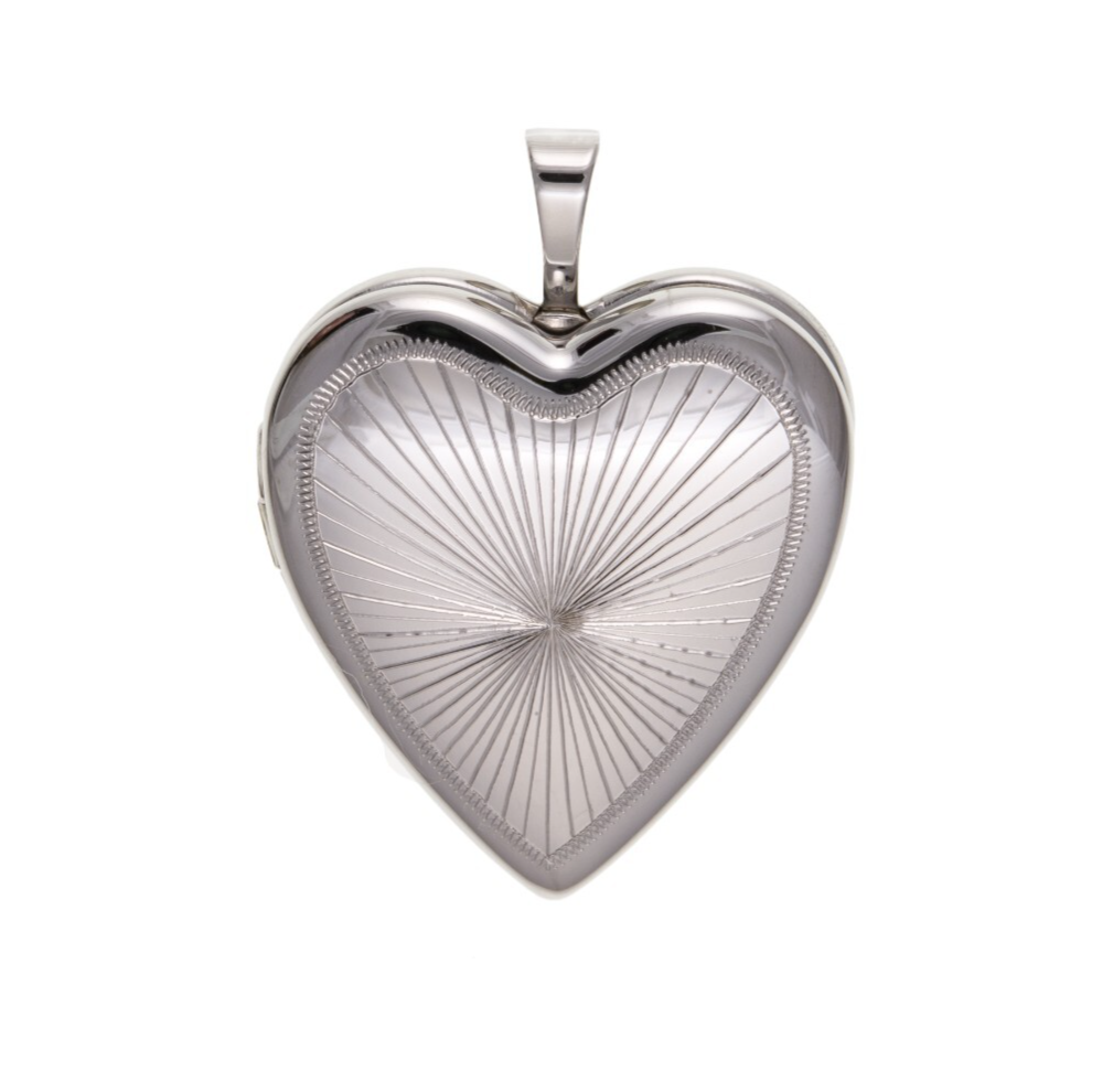 Sunray Design Heart Locket Solid Sterling Silver 925 Hallmark 20mm