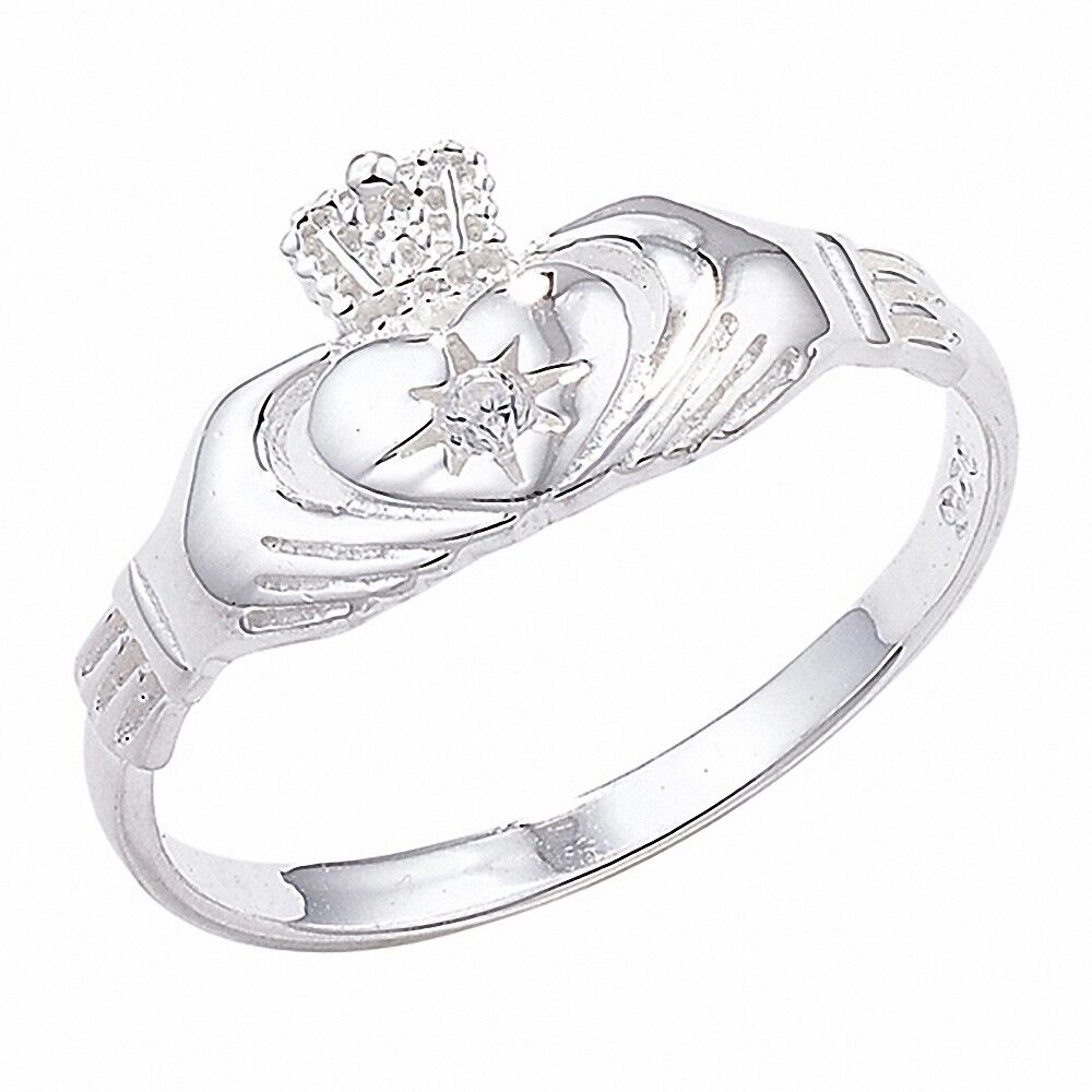 Irish Claddagh Ring Sterling Silver Gemstone Friendship Love 925 hallmarked