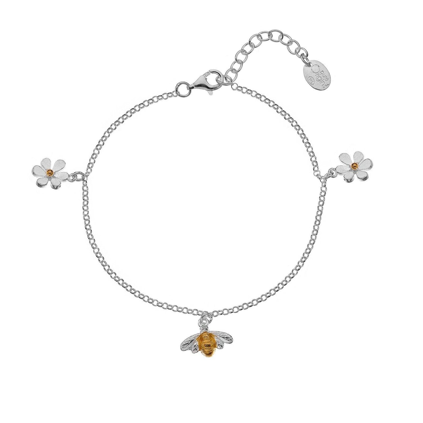 Golden Butterfly Charm Bracelet Solid Sterling Silver Hallmarked Luxury Box