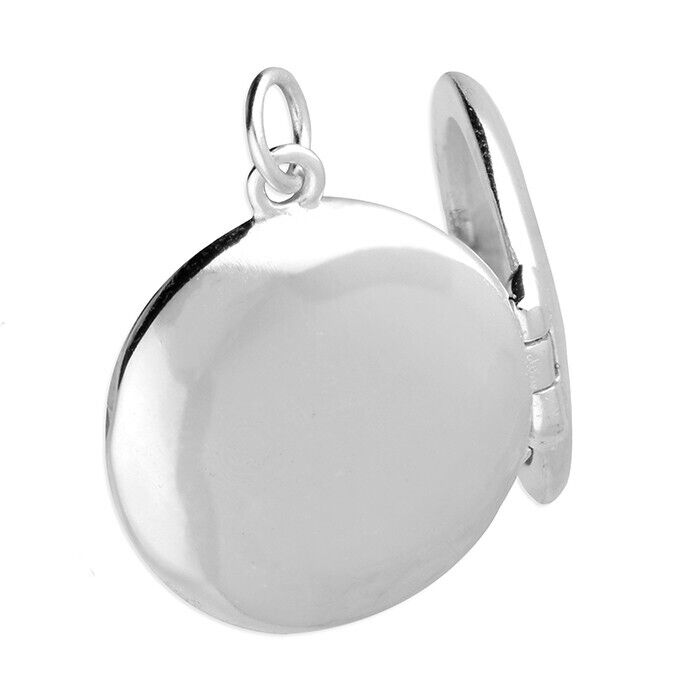 Sterling Silver Round Locket 15mm Star Set Gemstone 925 Hallmark