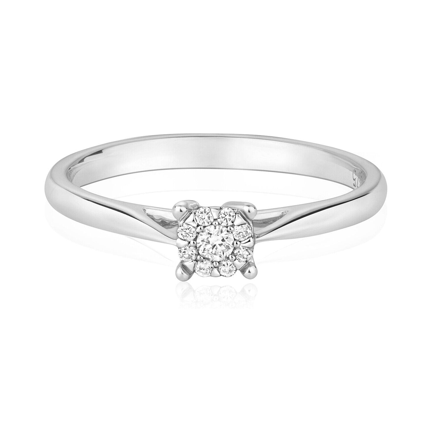 9ct White Gold Diamond Ring Engagement Brilliant Setting Size J - Q