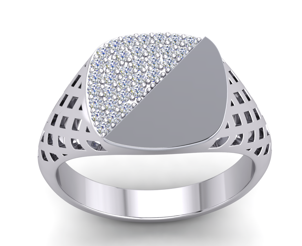 Gent Sterling Silver Cushion Signet Ring Gemstone Basket Sides 925 Hallmark