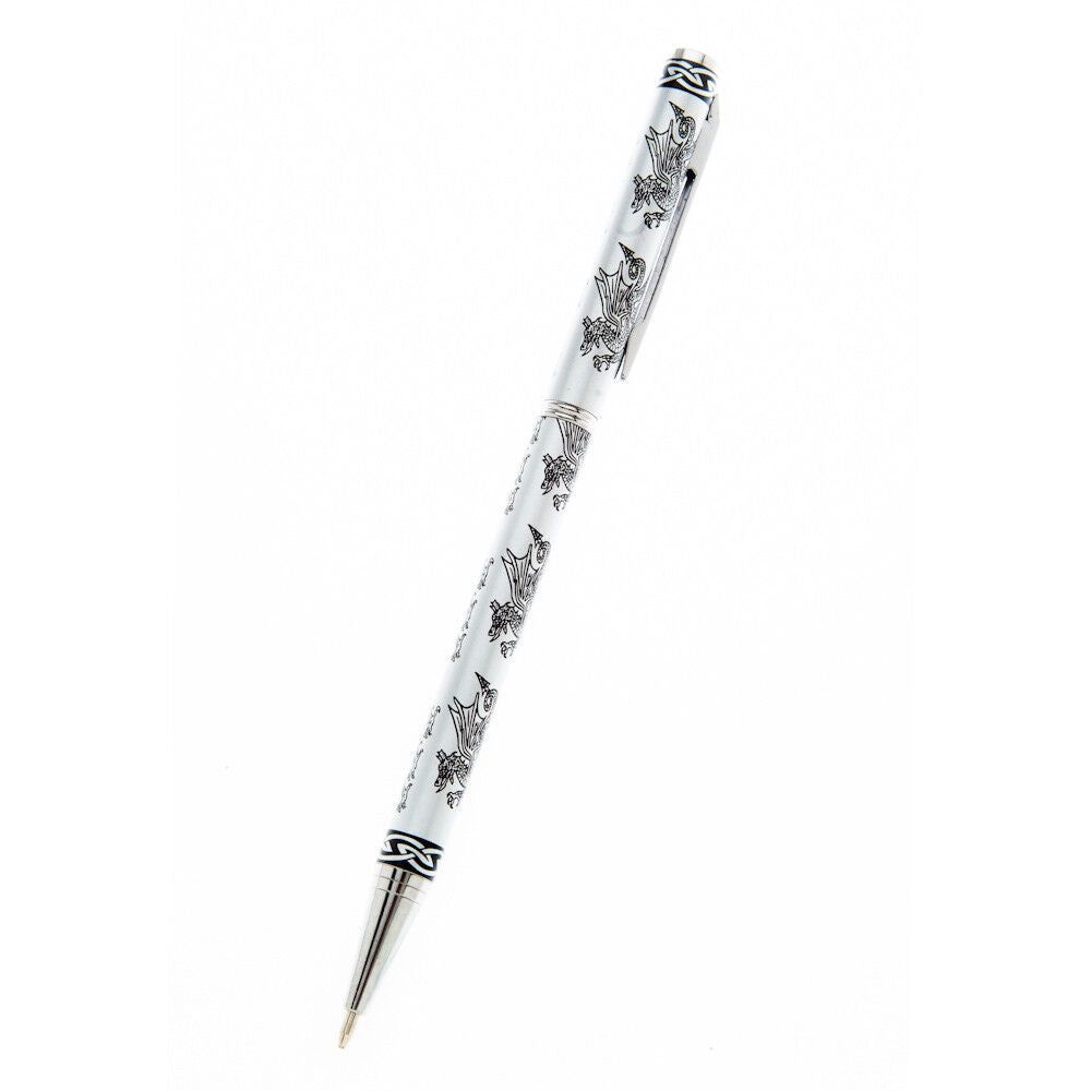 Ballpoint Pen Silver Plated Welsh Dragon Black Ink Brand New Boxed