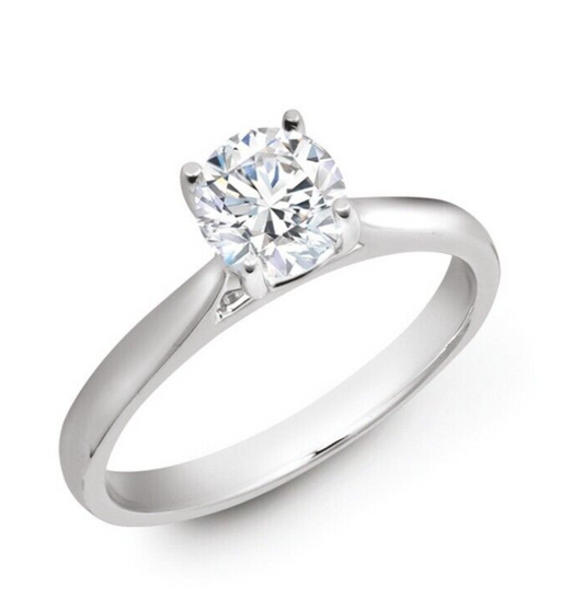 18ct White Gold 0.50ctw Round Brilliant Cut Solitaire Wed Fit Lab Grown Diamond