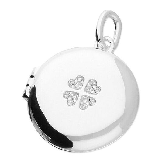 Four Leaf Clover Four Hearts Locket Solid Sterling Silver 925 Hallmark