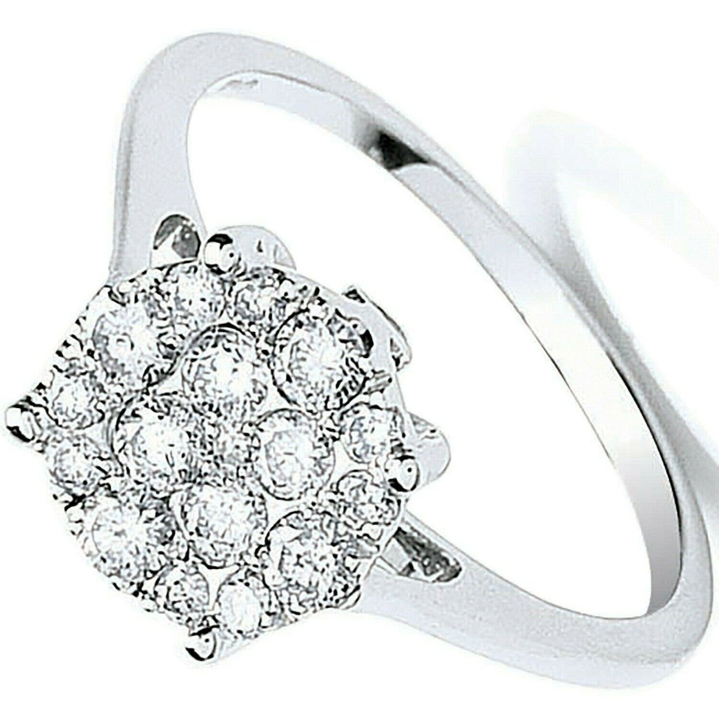 Real Diamond Cluster Ring 18ct White Gold 0.50 Carat Weight of Diamonds