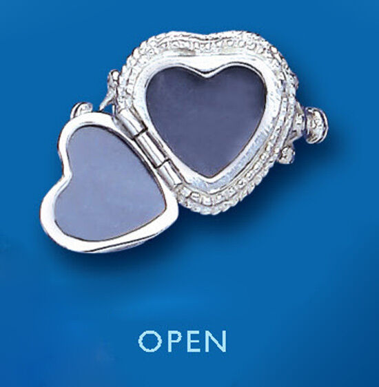 Heart Locket Ring Sterling Silver Ring (inserts for 2 photographs inside )