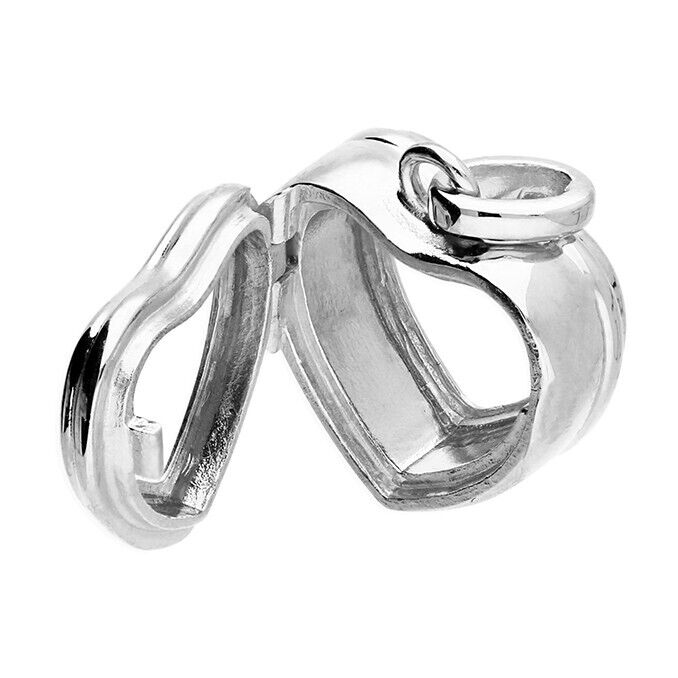 Sterling Silver Glass Heart Locket Rhodium Plated Locket Handmade