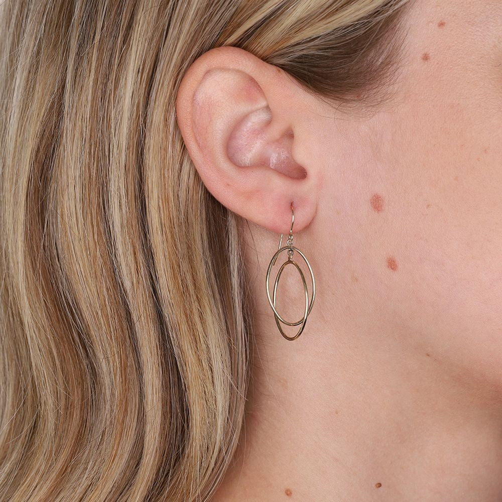 Entwined Oval Drop Earrings 9ct Yellow Gold 38mm Drops Hallmarked