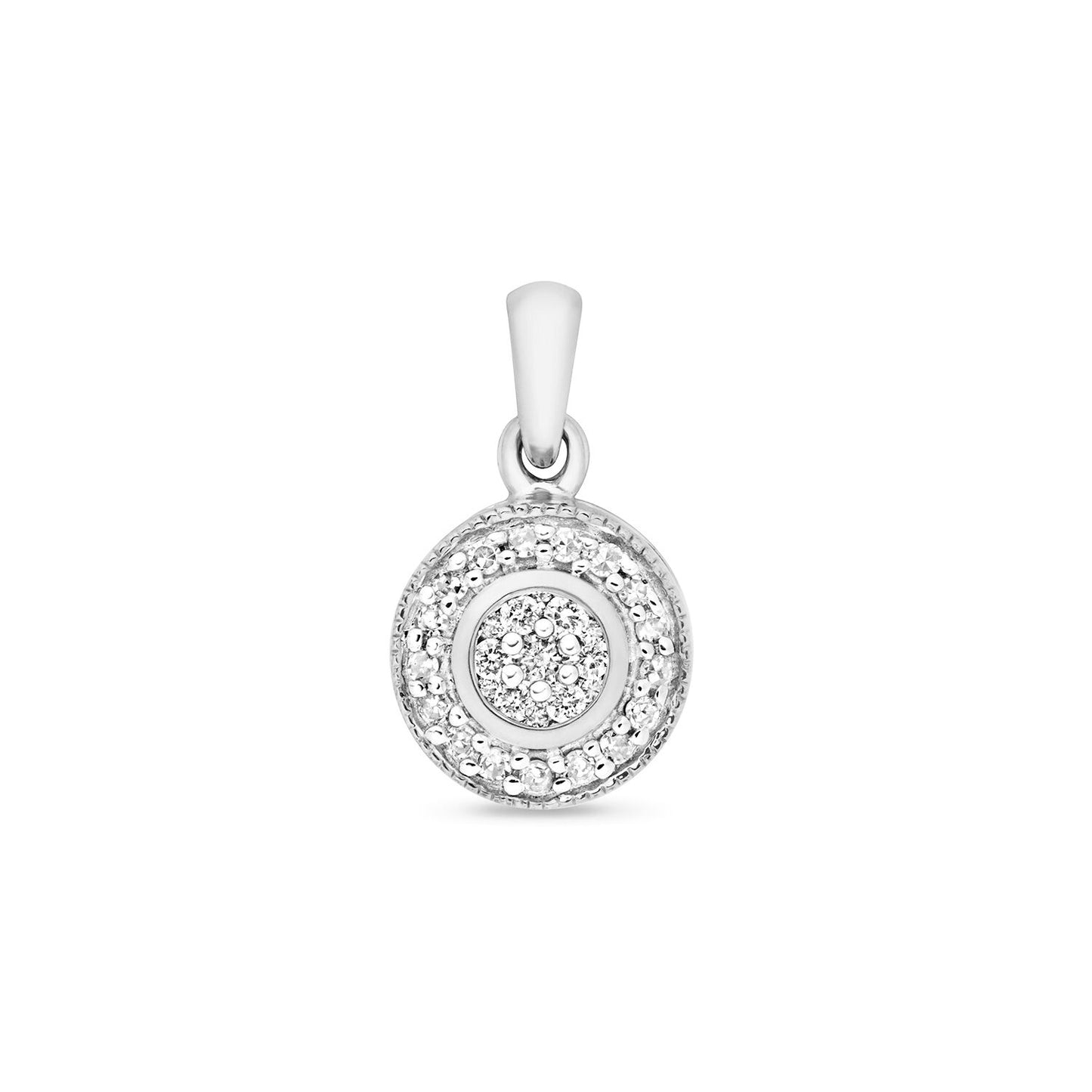Diamond Round Halo Pendant 9ct White Gold Cluster Necklace 0.10ctw Real Diamonds